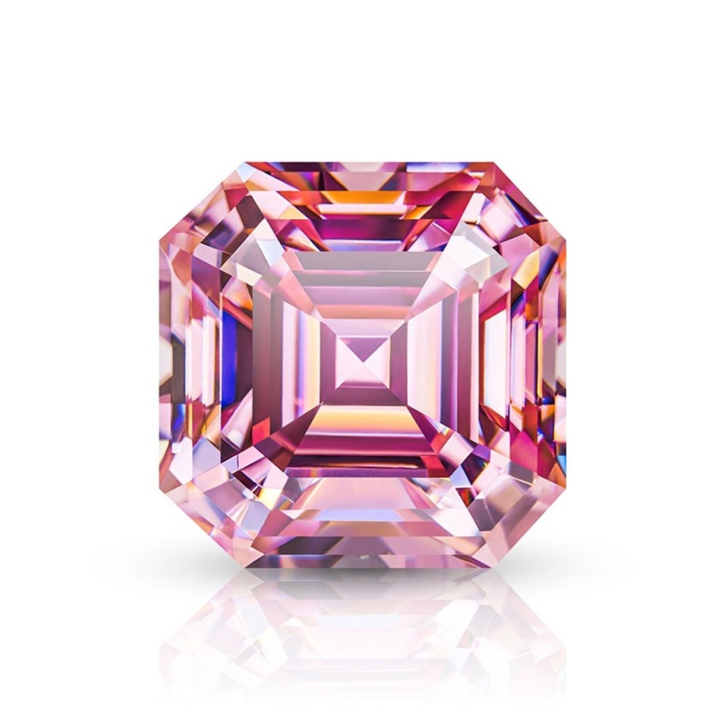 Loose Moissanite Pink Clean Asscher Cut 10.50 MM