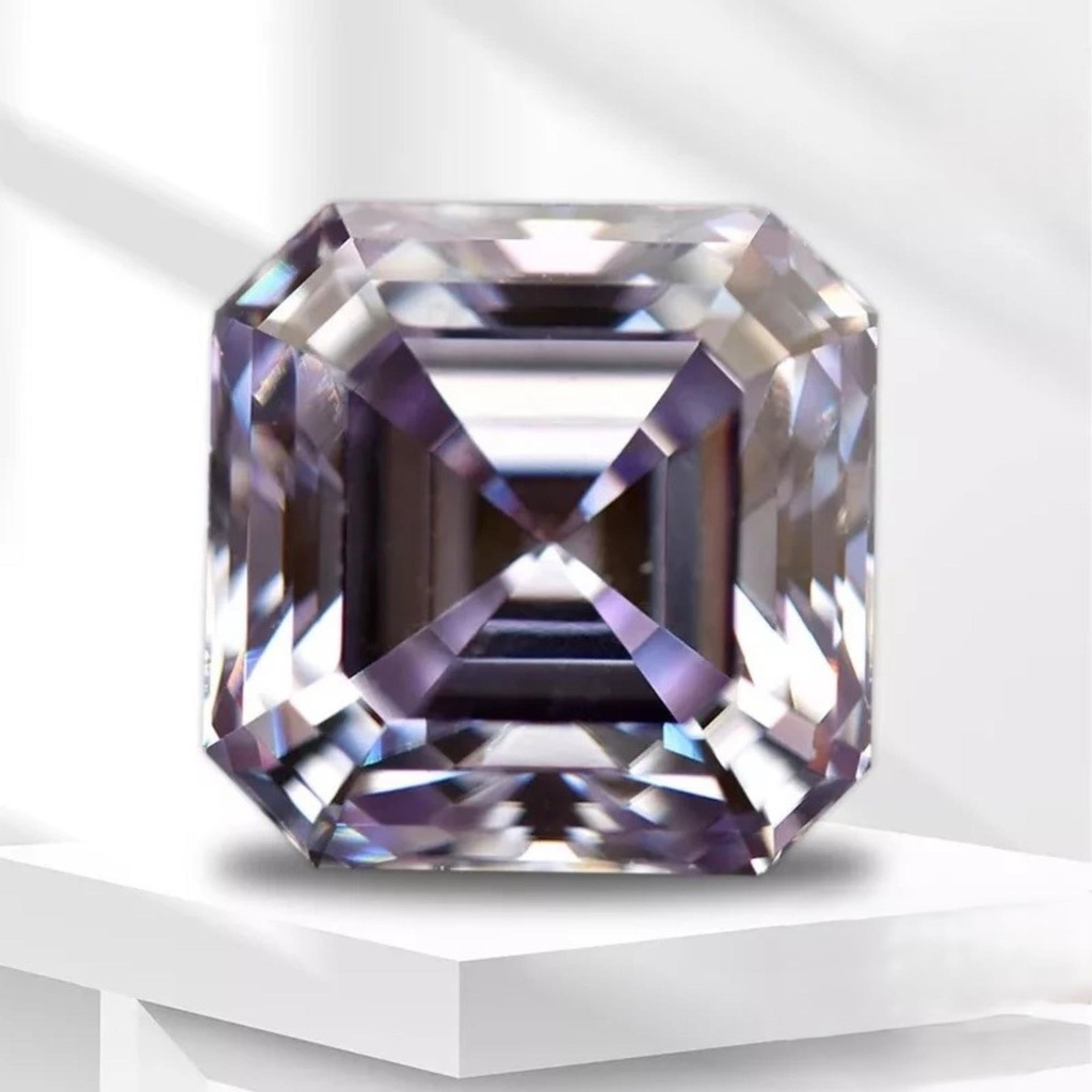 Loose Moissanite Purple Clean Asscher Cut 5.50 MM