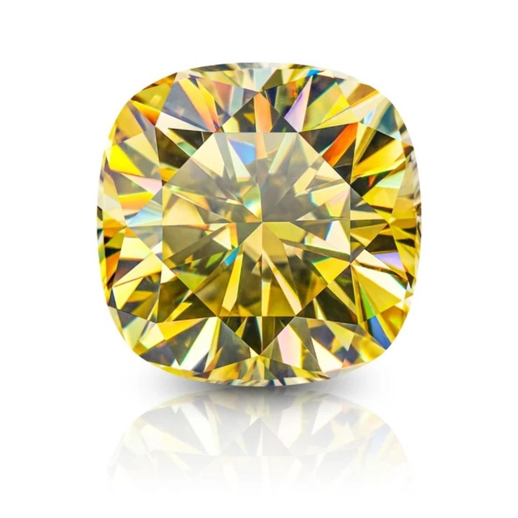 Loose Moissanite Canary Yellow Clean Cushion Cut 10.00 MM