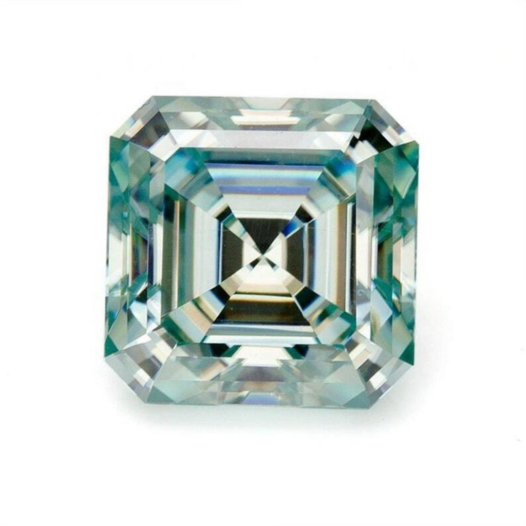 Loose Moissanite Fancy Blue Clean Asscher Cut 6.00 MM