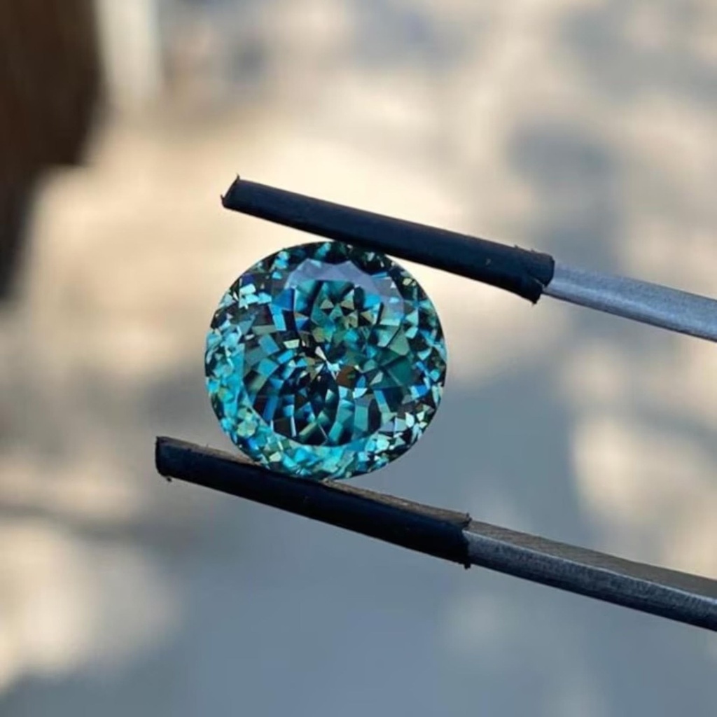 Loose Moissanite Fancy Blue Clean Portuguese Cut 7.75 MM