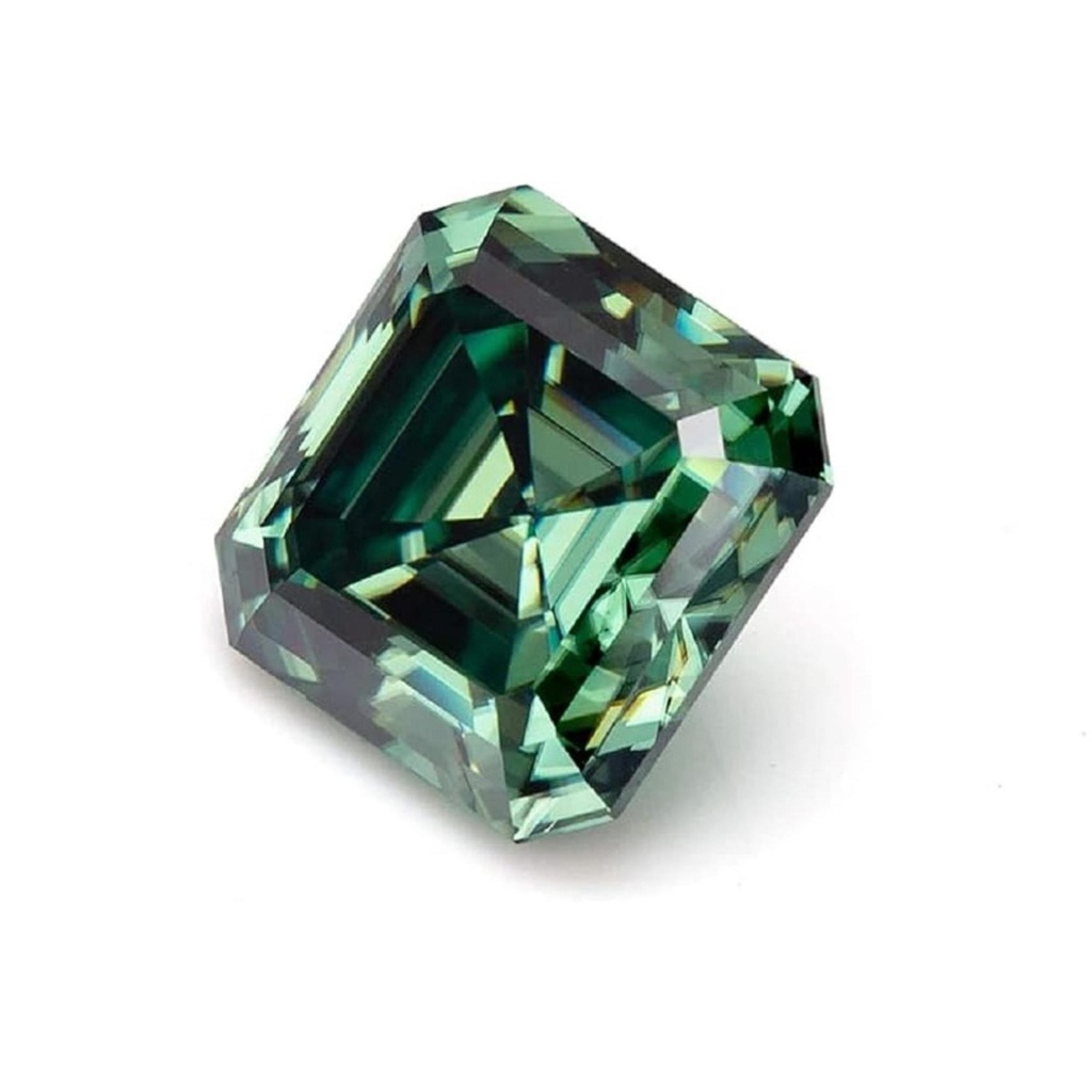 Loose Moissanite Green Clean Asscher Cut 5.00 MM