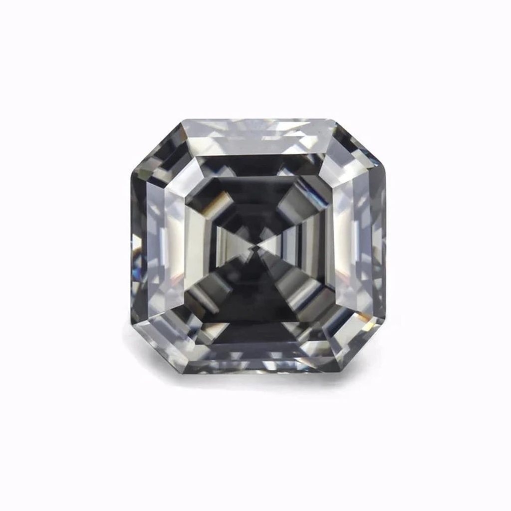 Loose Moissanite Grey Clean Asscher Cut 10.00 MM