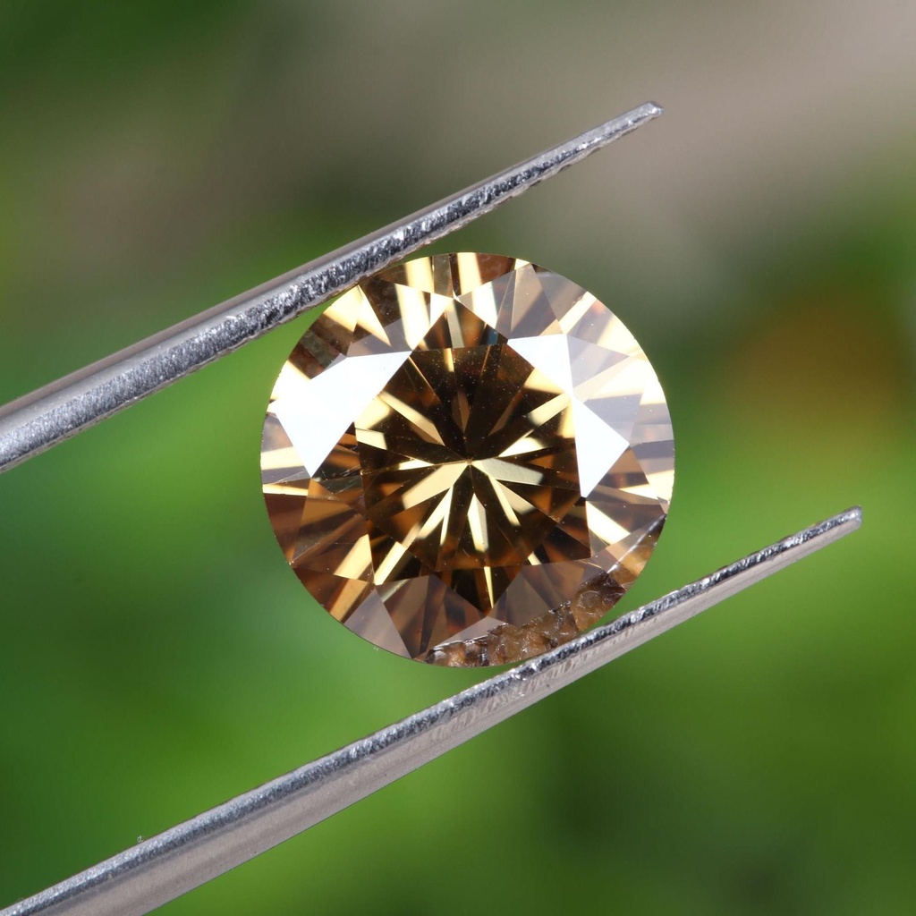 Loose Moissanite Light Brown Clean Round Cut 14.00 MM -1