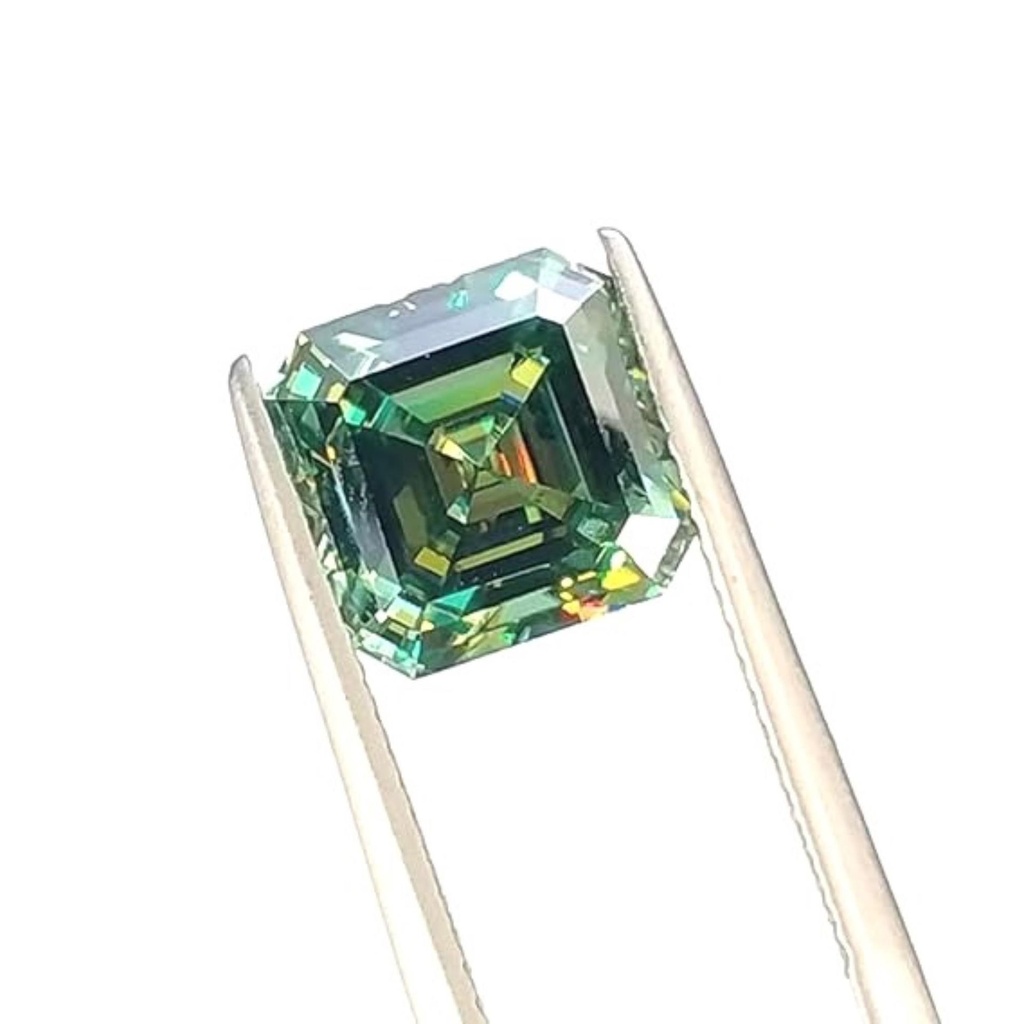 Loose Moissanite Light Green Clean Asscher Cut 8.00 MM