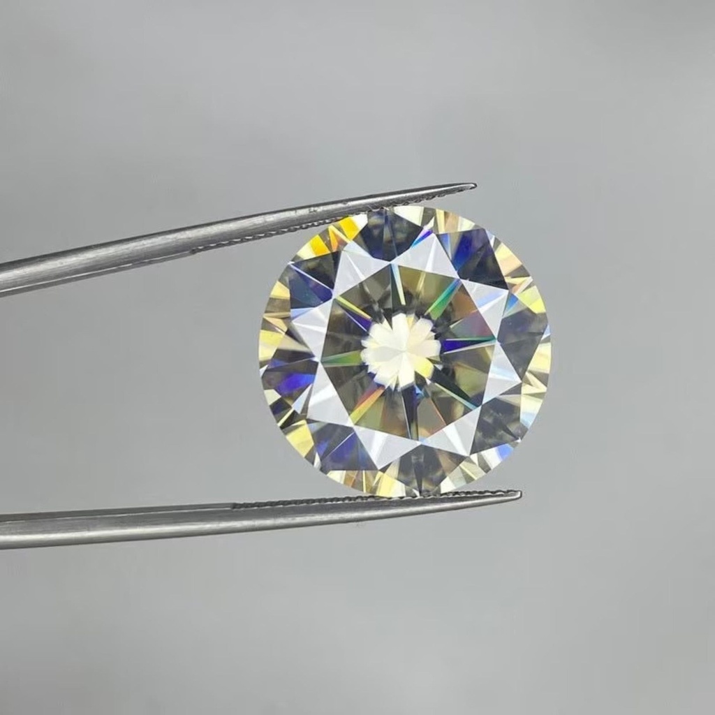 Loose Moissanite Light Yellow Clean Round Cut 9.75 MM