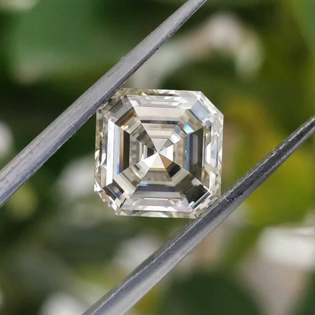 Loose Moissanite Off White Clean Asscher Cut 6.00 MM