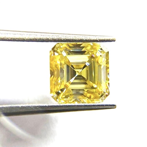 Loose Moissanite Canary Yellow Clean Asscher Cut 5.50 MM