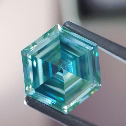 Loose Moissanite Fancy Blue Clean Hexagon Cut 8.00 MM