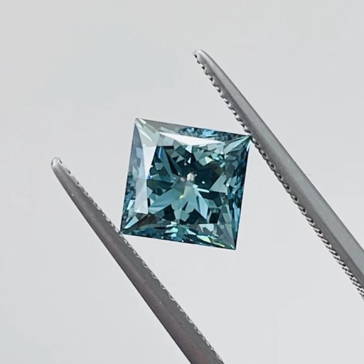 Loose Moissanite Fancy Blue Clean Princess Cut 7.25 MM