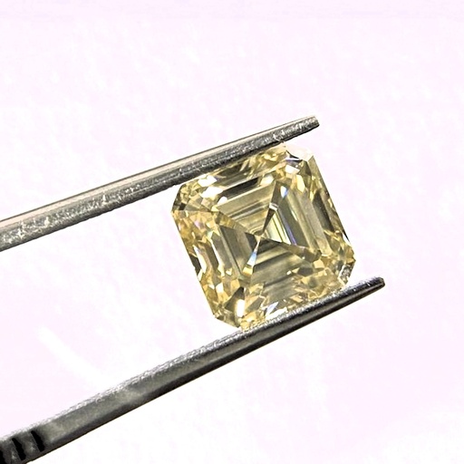 Loose Moissanite Off White Yellow Clean Asscher Cut 6.50 MM